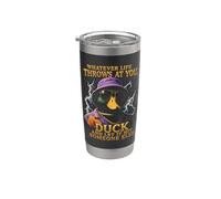 Lo que sea que la vida te lance pato y deja que golpee a otra persona Vaso térmico de acero inoxidable de doble pared