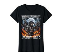 Lo Que Sea Que papá quiera papá obtiene Meme Divertido Alfa Lobo Camiseta gráfica económica, Mujer, Negro, S