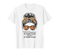 Lo Que Sucede en el Club de Lectura se Queda en el Club de Lectura Divertido moño desordenado Camiseta