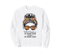 Lo Que Sucede en el Club de Lectura se Queda en el Club de Lectura Divertido moño desordenado Sudadera
