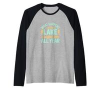 Lo Que Sucede en el Lago es un Recuerdo de Risa Camiseta Manga Raglan