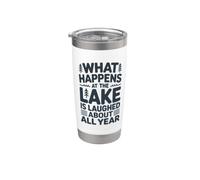 Lo que sucede en el lago es un recuerdo de risa Vaso térmico de acero inoxidable de doble pared
