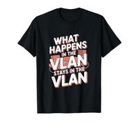 Lo Que Sucede en la VLAN permanece en el Ingeniero de Red VLAN Camiseta gráfica económica, Hombre, Negro, S
