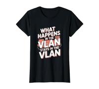 Lo Que Sucede en la VLAN permanece en el Ingeniero de Red VLAN Camiseta gráfica económica, Mujer, Negro, L