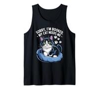 Lo siento, estoy reservado: mi gato me necesita mascota felina amante de los gatos Camiseta sin Mangas