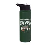 Lo siento, llegamos tarde, las vacas estaban fuera, cita divertida de Dairy Farmer Stainless Steel Insulated Water Bottle