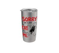 Lo siento, llego tarde, mi gato estaba acostado sobre mí Divertido Sarcástico Cool Vaso térmico de acero inoxidable de doble pared