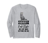 Lo Siento, llego Tarde, mi Gato Estaba Sentado en mí Divertido Amante de los Gatos Manga Larga