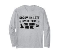 Lo Siento, llego Tarde, mi Gato Estaba Sentado en mí Divertido Amante de los Gatos Manga Larga