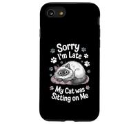 Lo Siento, llego Tarde, mi Gato Estaba Sentado en mí Excusa Divertida para Gatos Carcasa para iPhone SE (2020) / 7/8