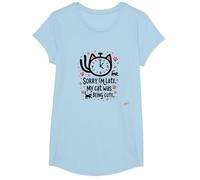Lo Siento, llego Tarde, mi Gato Estaba Siendo Lindo Camiseta, Niñas, Azul Bebé, Pequeña