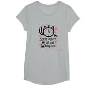 Lo Siento, llego Tarde, mi Gato Estaba Siendo Lindo Camiseta, Niñas, Gris Jaspeado, Grande