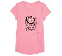 Lo Siento, llego Tarde, mi Gato Estaba Siendo Lindo Camiseta, Niñas, Rosado, Pequeña