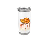 Lo siento, llego tarde, mi gato se sienta sobre mí Vaso térmico de acero inoxidable de doble pared