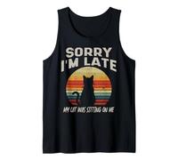 Lo Siento, llego Tarde, mi Gato Sentado, Divertido, Gato, mamá, papá, Hombres, Mujeres, niños Camiseta sin Mangas