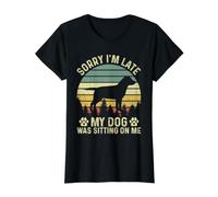 Lo Siento, llego Tarde, mi Perro Estaba Sentado en mí Labrador Camiseta gráfica económica, Mujer, Negro, XL