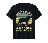 Lo Siento, llego Tarde mi Perro Estaba Sentado en mí montaña bernesa Camiseta gráfica económica, Hombre, Negro, S
