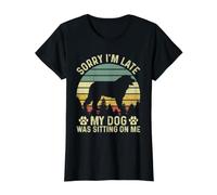 Lo Siento, llego Tarde mi Perro Estaba Sentado en mí montaña bernesa Camiseta gráfica económica, Mujer, Negro, S