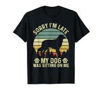 Lo Siento llego Tarde, mi Perro Estaba Sentado en mí Pastor Australiano Camiseta gráfica económica, Hombre, Negro, L