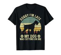 Lo Siento, llego Tarde, mi Perro Estaba Sentado en mí Schnauzer Miniatura Camiseta gráfica económica, Hombre, Negro, L