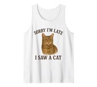 Lo Siento, llego Tarde, Vi a un Gato Divertido Amante de los Gatitos Camiseta sin Mangas