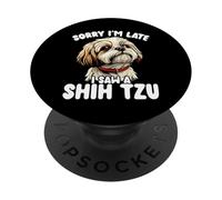 Lo siento, llego tarde, vi a un lindo amante de los perros Shih Tzu PopSockets PopGrip Adhesivo