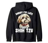 Lo siento, llego tarde, vi a un lindo amante de los perros Shih Tzu Sudadera con Capucha
