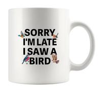 Lo Siento, Llego Tarde, Vi Un Pájaro. Tazas Con Asa Taza Cerámica Taza De Café 330Ml Para Leche Cacao Amigo