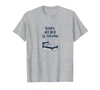 Lo Siento, mi Cama está Llamando | No me invites después Camiseta, Hombre, Gris Jaspeado, M