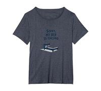 Lo Siento, mi Cama está Llamando | No me invites después Camiseta, Mujer Tallas Grandes, Azul Jaspeado, 2XL Grande