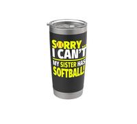 Lo siento, mi hermana tiene softbol - Hermano divertido de softbol Vaso térmico de acero inoxidable de doble pared