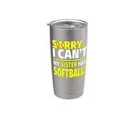 Lo siento, mi hermana tiene softbol - Hermano divertido de softbol Vaso térmico de acero inoxidable de doble pared