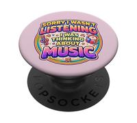 Lo Siento, no Estaba Escuchando Estaba Pensando en la música Chica Diversión PopSockets PopGrip Adhesivo