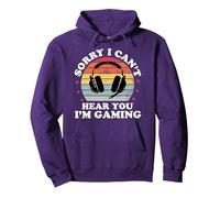 Lo Siento, no Puedo escucharte, Estoy Jugando VideoGamer Divertido Hombres Sudadera con Capucha, Unisex para Adultos, Morado, XL