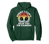 Lo Siento, no Puedo escucharte, Estoy Jugando VideoGamer Divertido Hombres Sudadera con Capucha, Unisex para Adultos, Verde Bosque, XL