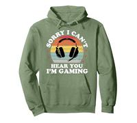 Lo Siento, no Puedo escucharte, Estoy Jugando VideoGamer Divertido Hombres Sudadera con Capucha, Unisex para Adultos, Verde Salvia, XL