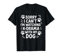 Lo Siento, no Puedo, Estoy Viendo K-Drama con mi Perro Camiseta gráfica económica, Hombre, Negro, L