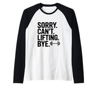 Lo Siento no Puedo Levantar adiós Fitness Humor Gimnasio Vida Camiseta Manga Raglan