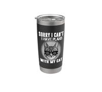 Lo siento, no puedo, tengo planes con mi gato Funny Kitty Vaso térmico de acero inoxidable de doble pared