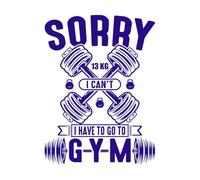 Lo siento, no puedo, tengo que ir al gimnasio. Calcomanías de letras 60.8x82.6cm Pegatinas para vidrio Azul oscuro