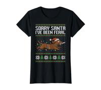 Lo Siento Santa He Sido Perro Salchicha Salvaje con Cuchillo Navidad Camiseta gráfica económica, Mujer, Negro, M