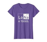 Lo Sodio A Todos Los Odio a Todos Lo Na Química Divertida Camiseta, Mujer, Morado Jaspeado, L