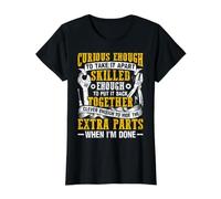 Lo Suficientemente Curioso como para desarmar Coches mecánicos de Garaje automático Hombres Camiseta gráfica económica, Mujer, Negro, XS