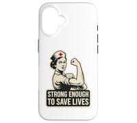 Lo suficientemente fuerte como para salvar vidas. Vintage, enfermera, angustiado. Carcasa para iPhone 16