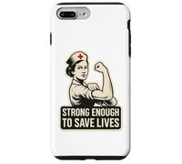 Lo suficientemente fuerte como para salvar vidas. Vintage, enfermera, angustiado. Carcasa para iPhone 7 Plus/8 Plus