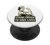 Lo suficientemente fuerte como para salvar vidas. Vintage, enfermera, angustiado. PopSockets PopGrip Adhesivo