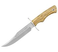 LO TRINCO YO Muela Cuchillo Cazorla CAZ-16OL con hoja de acero inoxidable MoVa y empuñadura de Madera de olivo para Caza, Pesca, Supervivencia y Bushcraft