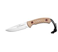 LO TRINCO YO Muela Cuchillo PHANTOM-12D/K hoja de acero MoVa1.4116 de 12 cm y empuñadura de Micarta color desierto con separadores negros para Caza, Pesca, Supervivencia y Bushcraft.
