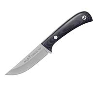 LO TRINCO YO Muela Cuchillo TERRIER-9M hoja de acero 420 Nitro-42 de 9 cm y empuñadura de Micarta negra. Funda piel, para Caza, Pesca, Supervivencia y Bushcraft
