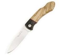 LO TRINCO YO Muela Navaja GT-8M.OL hoja de acero MoVa de 8 cm y empuñadura de micarta negra con olivo para Caza, Pesca, Supervivencia y Bushcraft